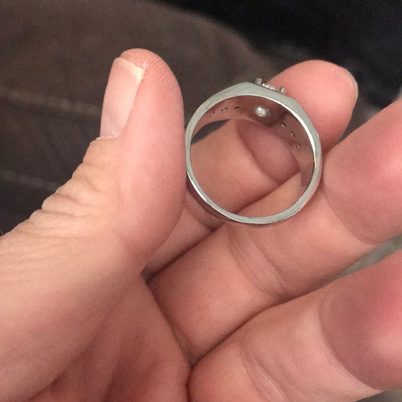 Men’s platinum plated diamond ring. Sz 10 - Picture 2 of 4